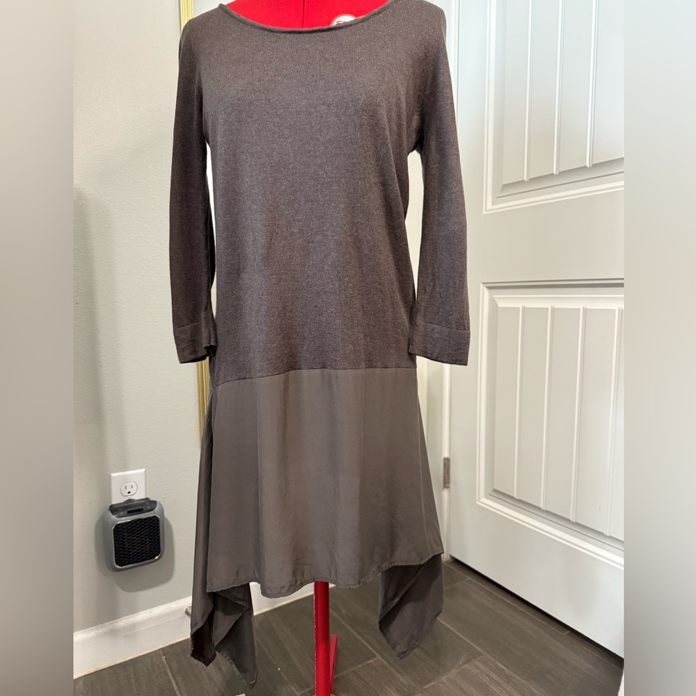 SHAE Anthropologie, Asymmetrical Brown Dress Size L, Silk, Modal & Cashmere
